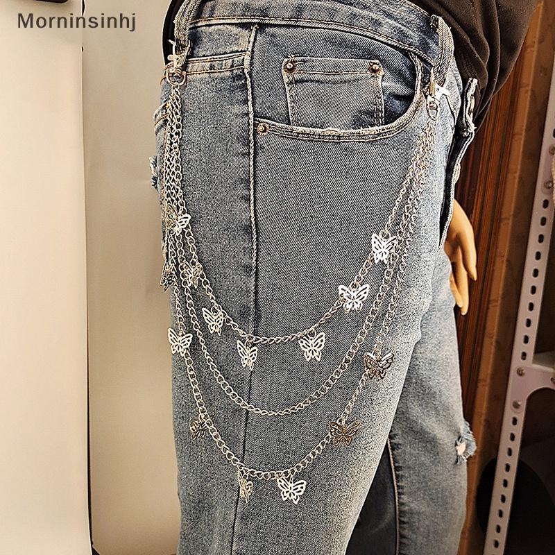 Mornin Multilayer Liontin Kupu-Kupu Sabuk Gantungan Kunci Hip-hop Rantai Pinggang Celana Jeans id