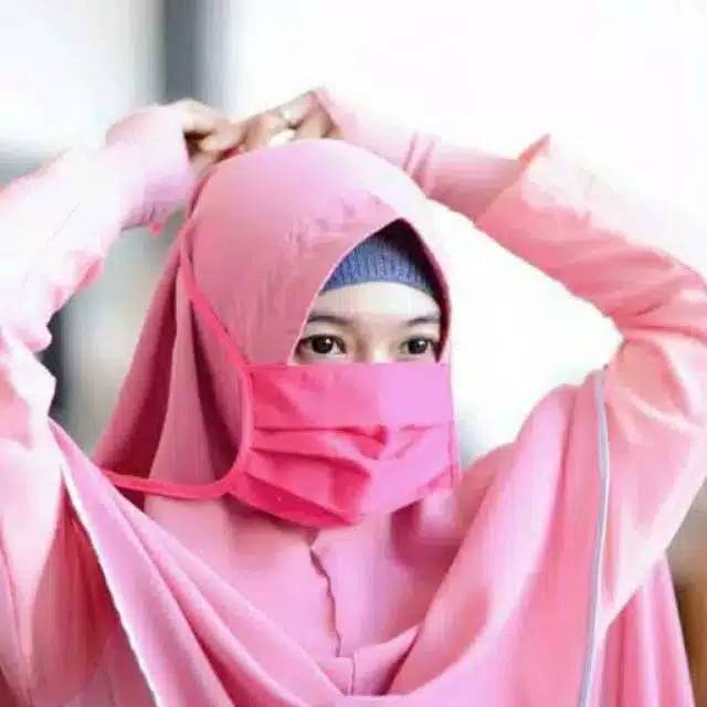 Promo Masker Hijab Kain Polos Tali Panjang bahan OXFORD