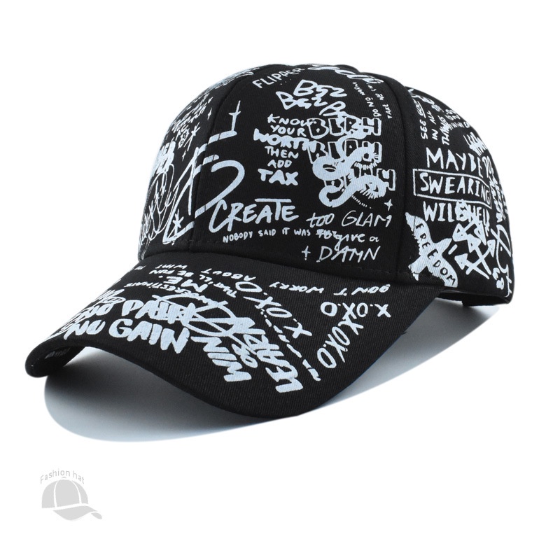 Topi Baseball Lidah Bebek Tabir Surya Perjalanan Motif Graffiti