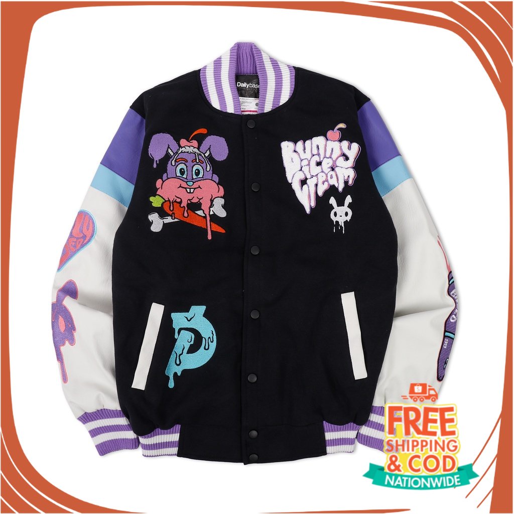 JAKET PERGI CAFE TREVELING KONSER/ DAILYBASED I Varsity Jacket Bunny Ice