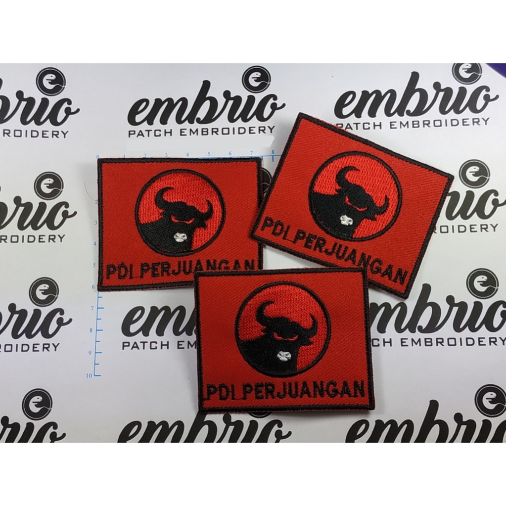 Bordir UNI-029 PATCH PDIP PDI PERJUANGAN PARTAI DEMOKRASI LOGO EMBROIDERY EMBLEM BORDIR IRON ON HOT 