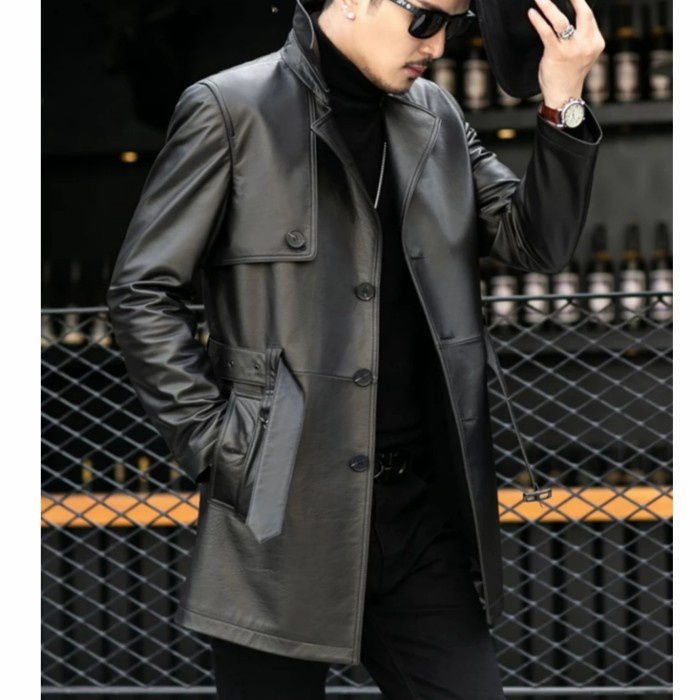 jaket kulit asli garut terbaru/ jaket kulit jubah original dari kulit asli jaket kulit asli panjang 