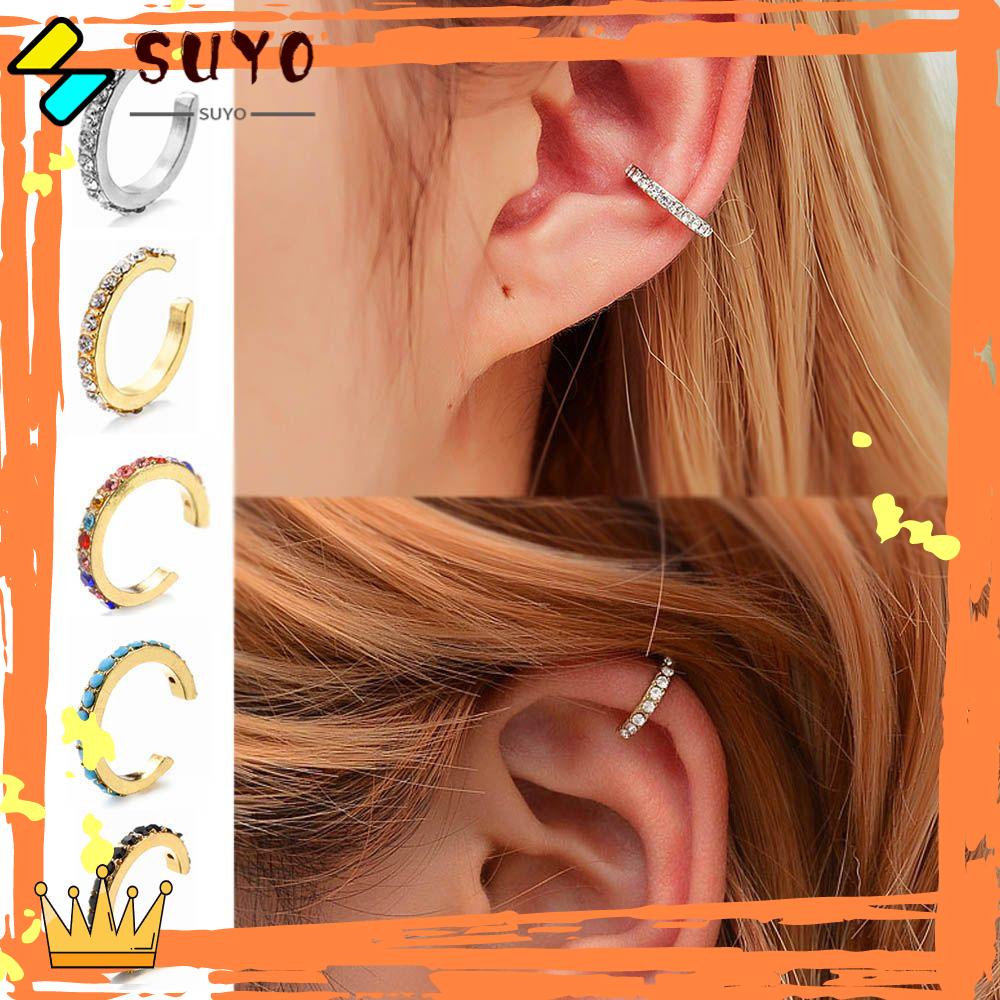 SUYO 1pc CZ Cuff Earrings Aksesoris Pesta Klip Telinga Perhiasan Tanpa Tindik Lingkaran Telinga Manset