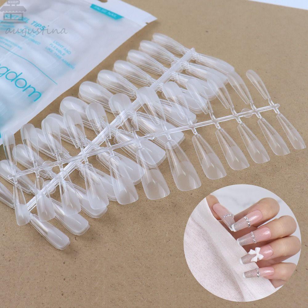 AUGUSTINA Plat Kuku Agustina DIY Wearable Ultra-Tipis Non-Abrasive Ukiran Transparan Manicure Dekorasi Kuku Palsu