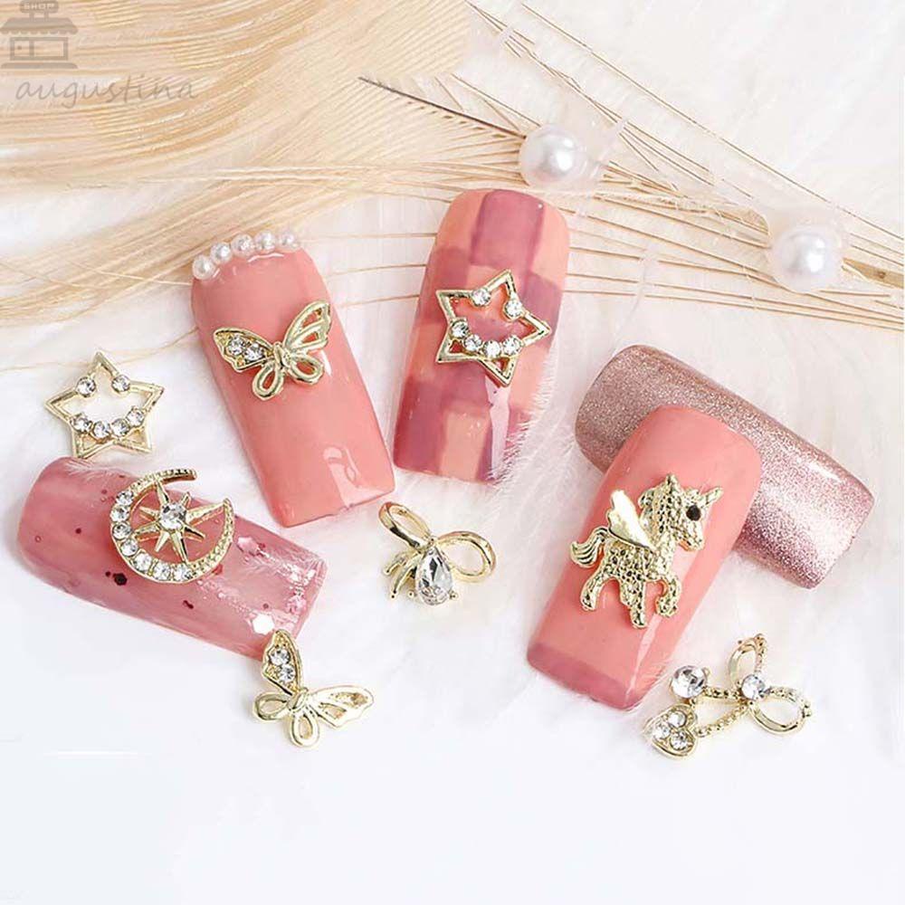 AUGUSTINA Augustina Nail Art Berlian Imitasi Pesona Paduan Zirkon Mewah Unicorn Kupu-Kupu Seri Berlian Jepang DIY Perhiasan Kuku