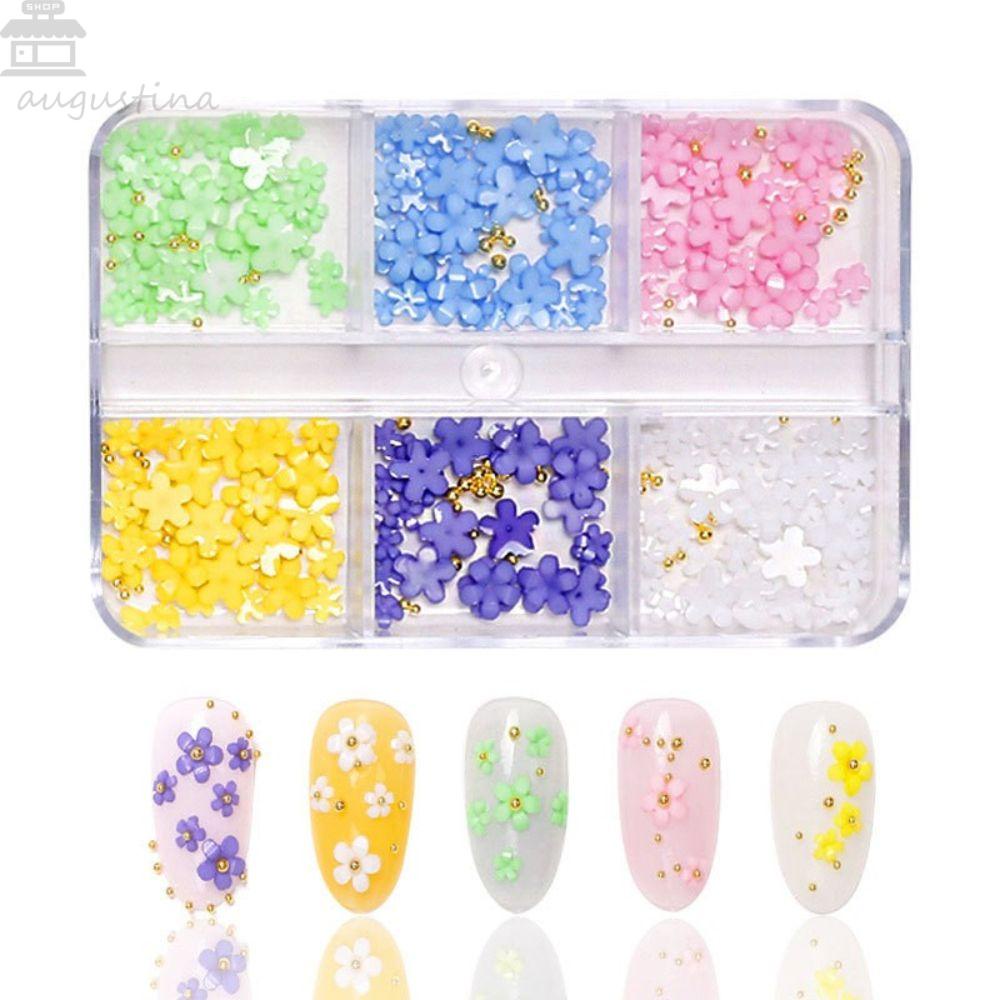 AUGUSTINA Agustina Paku Charms Resin Bunga Nail Beauty Hiasan Kuku DIY Bahan Kuku 3D Dekorasi Kuku