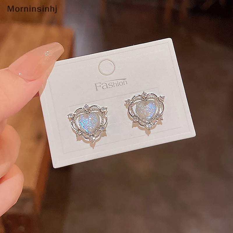 Mornin Klasik Berongga Hati Wanita Stud Earring Cantik Micro Paved Cz Batu Aksesoris Gadis Romantis Classic Earring Untuk Wanita id