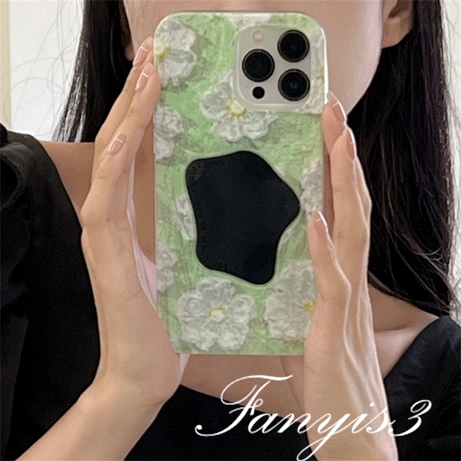 Compatible For IPhone 14 13 12 11 Pro Max X XR Xs Max 8 7 6 6s Plus SE 2020 Kompatibel Untuk Biru Hijau Bunga Cermin Jatuh Perlindungan Ponsel Case TPU Lembut Cover Pelindung