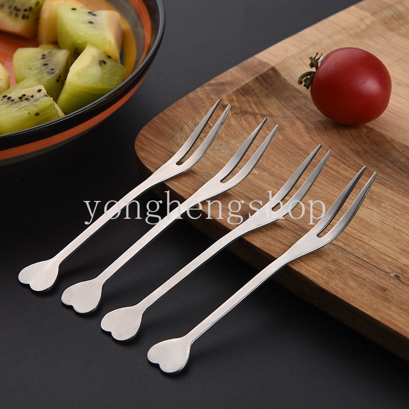 1/3 Pcs Berbentuk Hati Stainless Steel Garpu Buah Anak Snack Kue Salad Dessert Forks Anak Bento Cutlery Mini Fork Party Food Fruit Pick Peralatan Makan Dapur