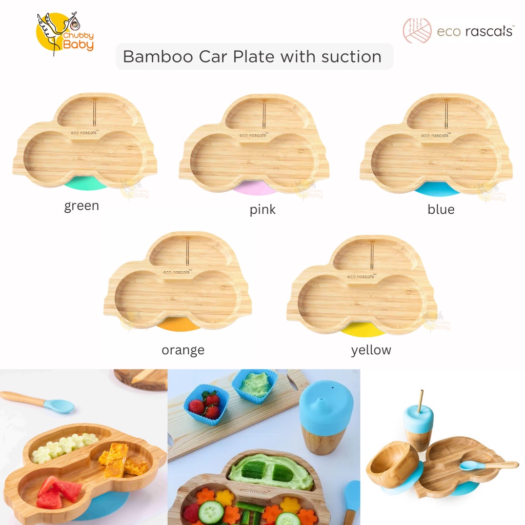 Eco Rascals Bamboo Car Plate with suction | Piring Makan