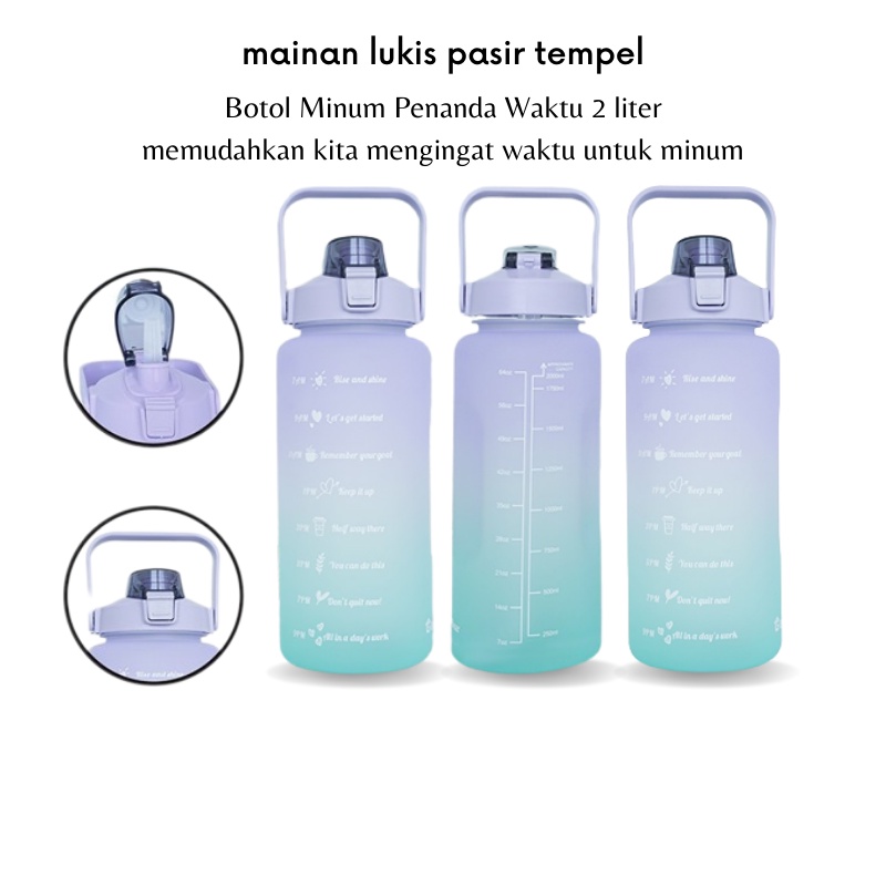 [GOS] -E102-  BOTOL MINUM 2 LITER QUITFIT BOTTLE / BOTOL MINUM MOTIVASI PENANDA WAKTU VIRAL TIKTOK