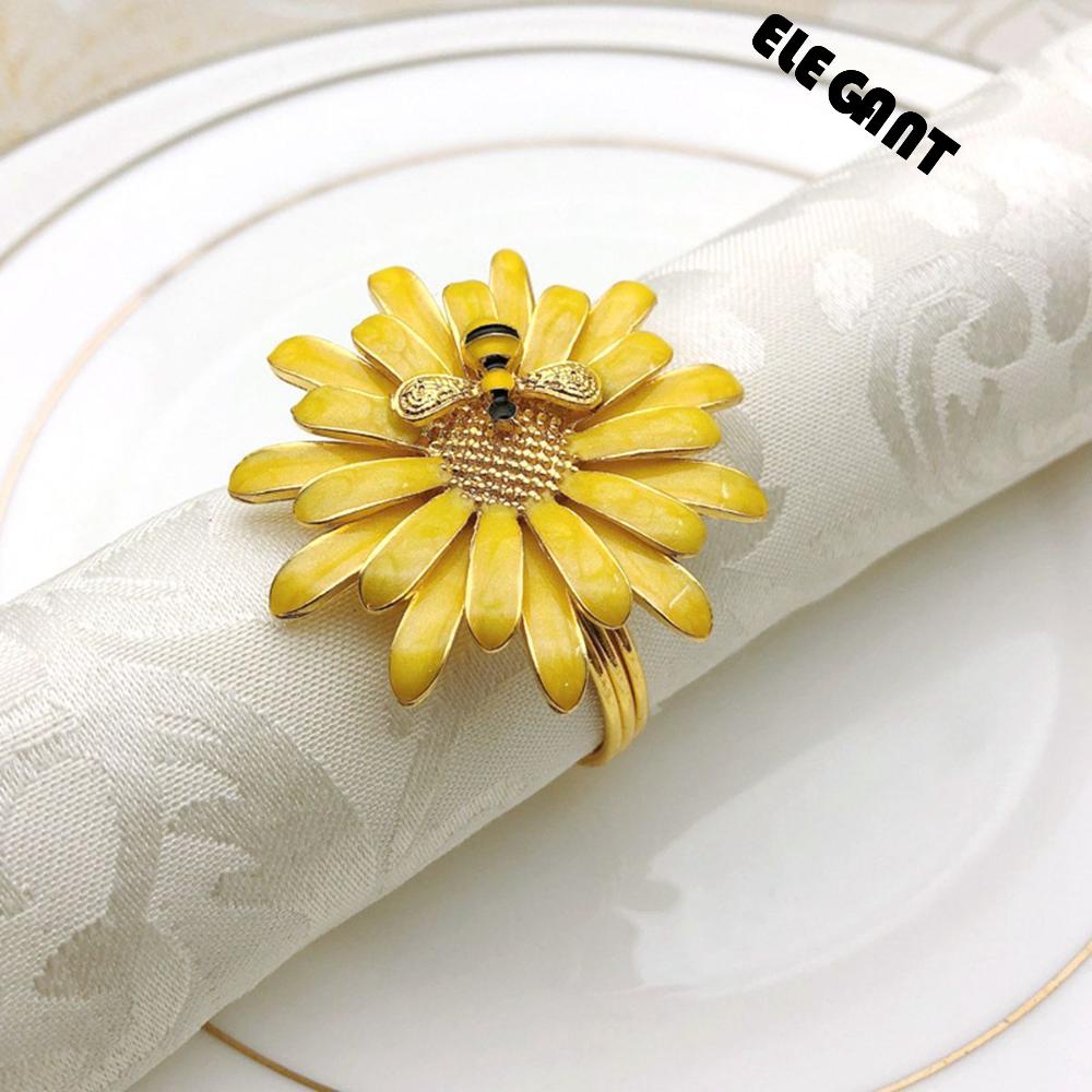 【 ELEGANT 】 Serbet Cincin Dekorasi Pesta Liburan Pernikahan Daisy Spring Serbet Gesper