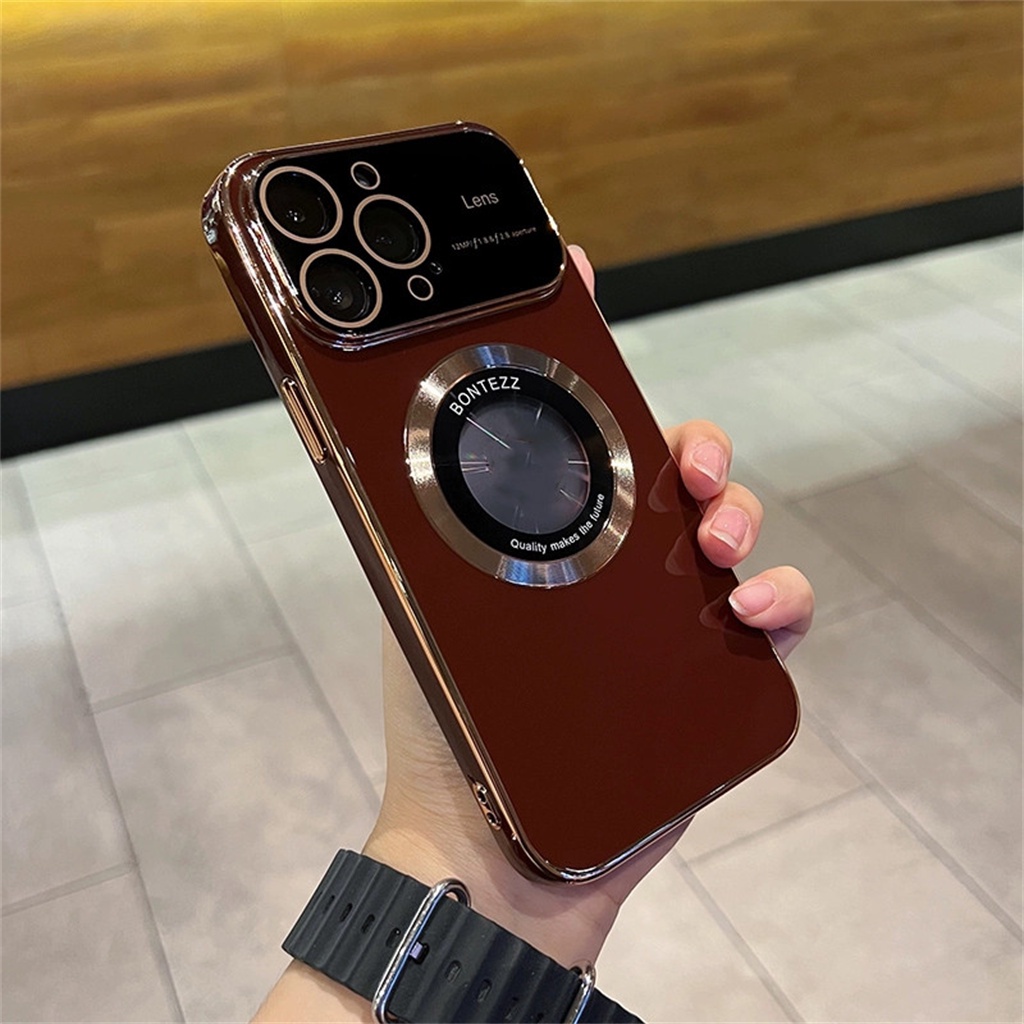 Mewah Berlapis TPUcase iPhone 14 pro max case Iphone12 13 pro Max14 plus Dengan Kamera Perlindungan Lensa Cincin Magnetik Perlindungan shock soft case
