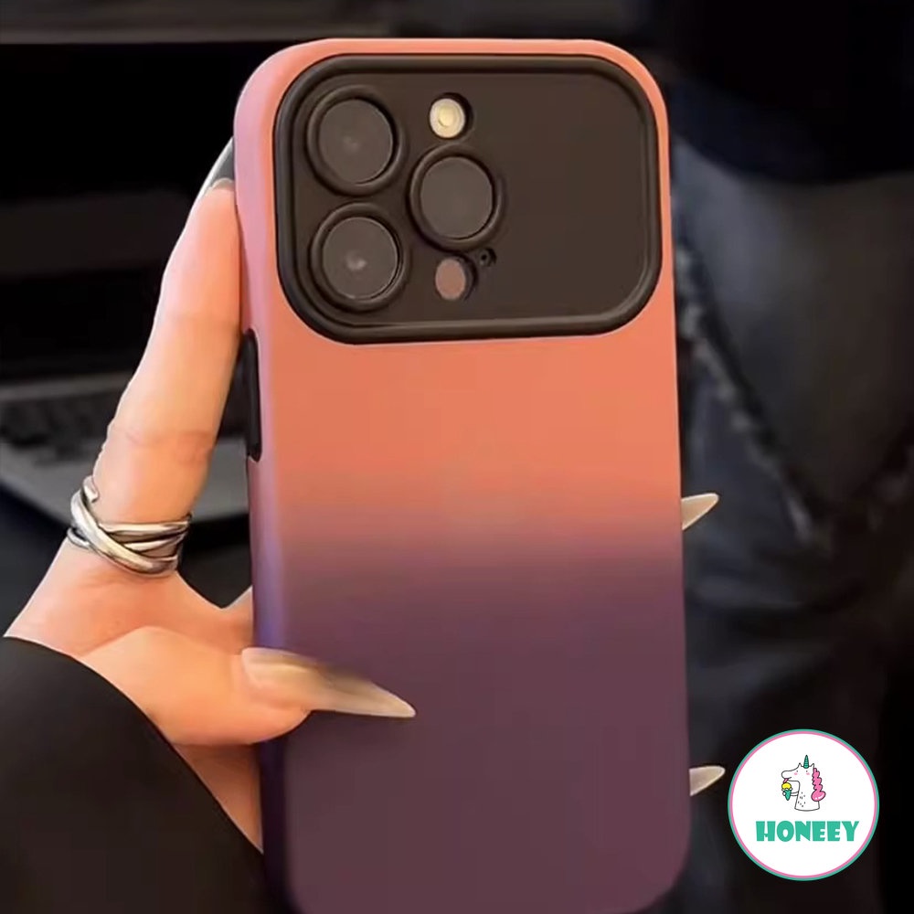 IPHONE Retro Gradient Art Pelindung Lensa Case Untuk Iphone14 13 12 11 Pro Max Case Lucu Soft Cover Mewah Shockproof Matte Phone Case