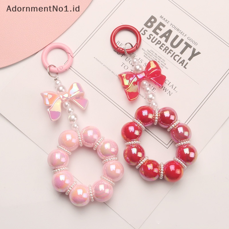 [AdornmentNo1] Cantik ikatan simpul gantungan kunci liontin lucu permen-berwarna Beaded Keyring aksesoris tas liontin ponsel pesona pacar hadiah