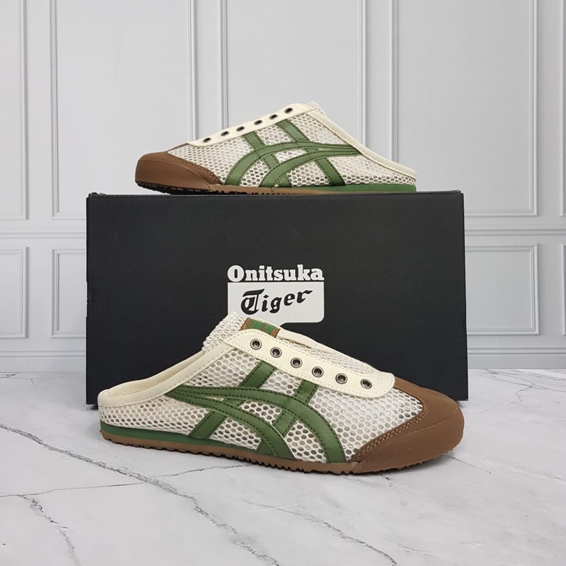 Promo Sepatu Sandal Onitsuka Tiger Sabot Slip On Beige Green