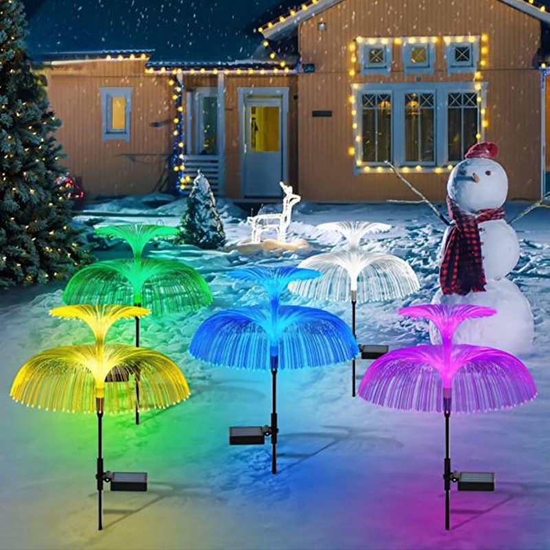 Pernikahan Natal Double Layers Jellyfish Light/Smart Light Control Yard Lawn Lighting/Lampu Serat Optik Reed Tenaga Surya/Lampu Arde Berubah Warna Tahan Air