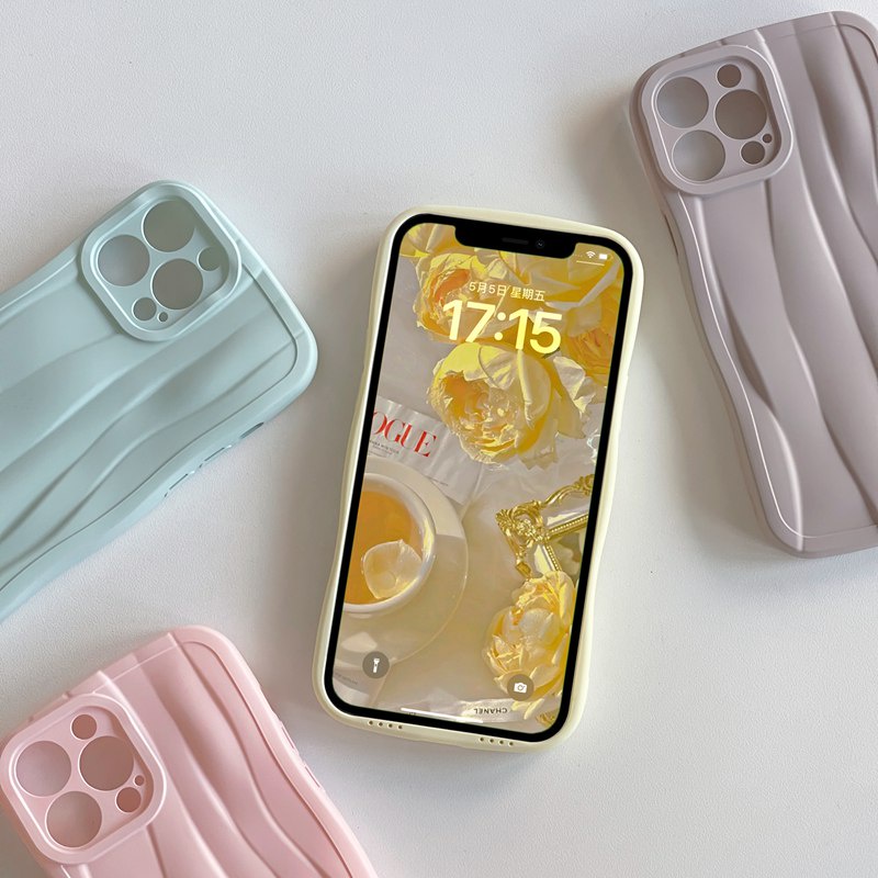 【irregular Pattern】Skin Feel Silicone Soft Case IPhone XR XS Max 11 12 13 14 Pro Max for Girl Women's Fashion Purple Color Phone Case Pink