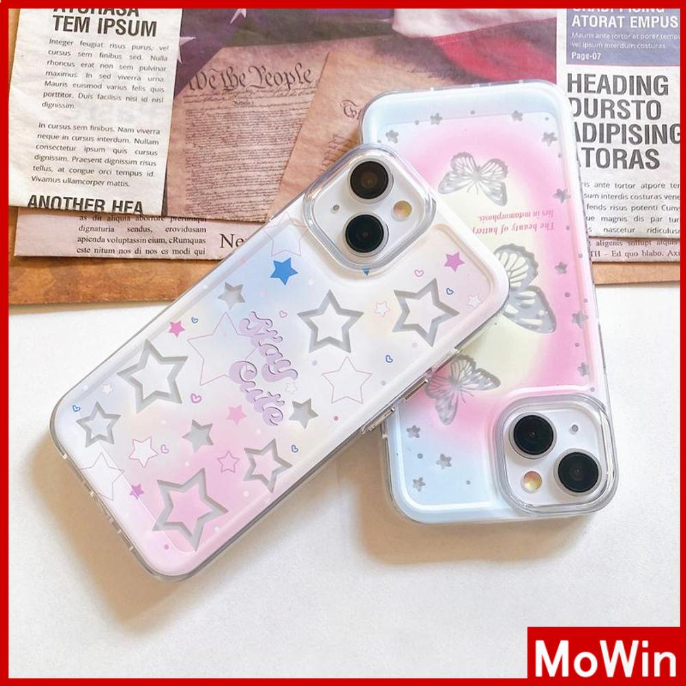 Case iPhone 14 Pro Max iPhone Case Bening Case TPU Lembut Tahan Guncangan Dilapisi Tombol Sederhana Bintang Kupu-kupu Kompatibel dengan iPhone 13 Pro max 12 Pro Max 11 xr xs max 7Plus 8Plus