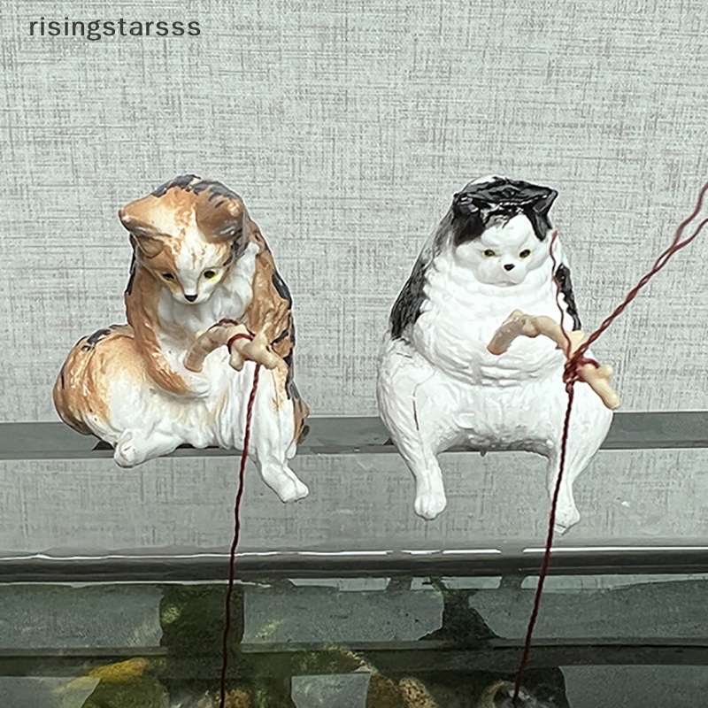 Outdoor 1pc Ikan Lansekap Kartun Memancing Kucing Ornamen Dekorasi Aquarium Pasokan Rumah Tangga Dekorasi Rumah New