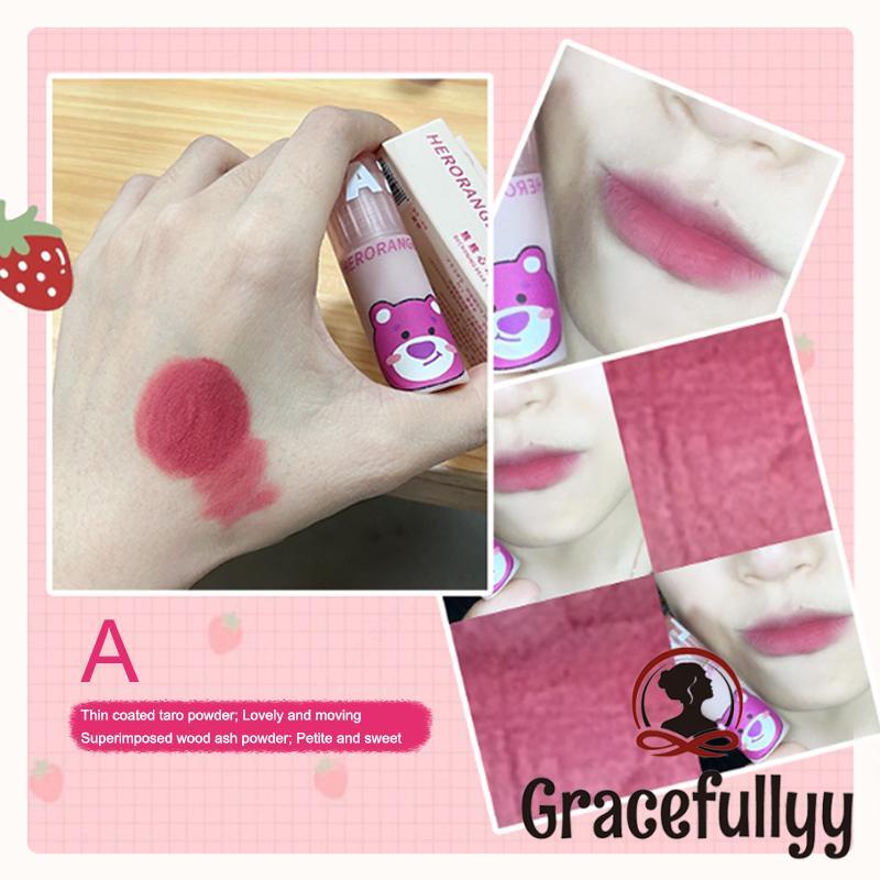 [COD]HERORANGE Lip Mud Matte Velvet Strawberry Bear Lip Gloss Moisturizing Lipstik Lip Glaze Tahan Air Tahan Lama-GY