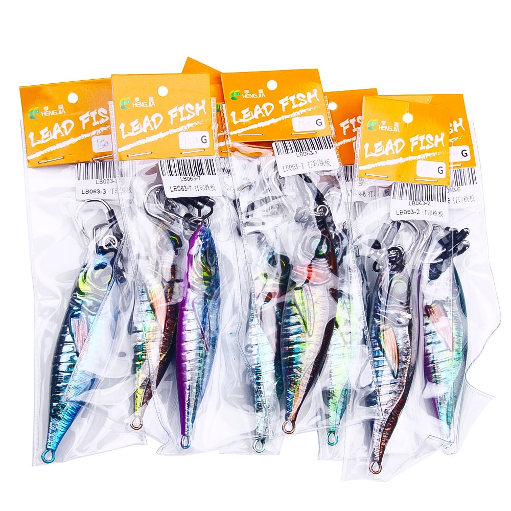 Hengjia Baru 1PCS SLOW Falling Jig Lure 3D Print Fishing Artificial Angler 7g-206g Metal Vertical Hard Bait Tenggelam Jigging Long Casting Fishing Bait Dengan assist hook