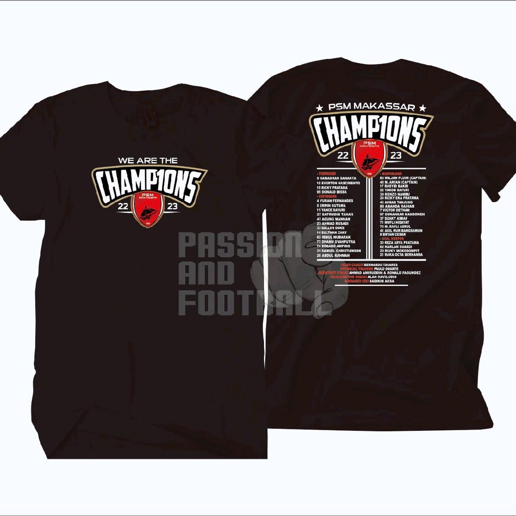 T-SHIRT PSM MAKASSAR CHAMPION NAMA PEMAIN