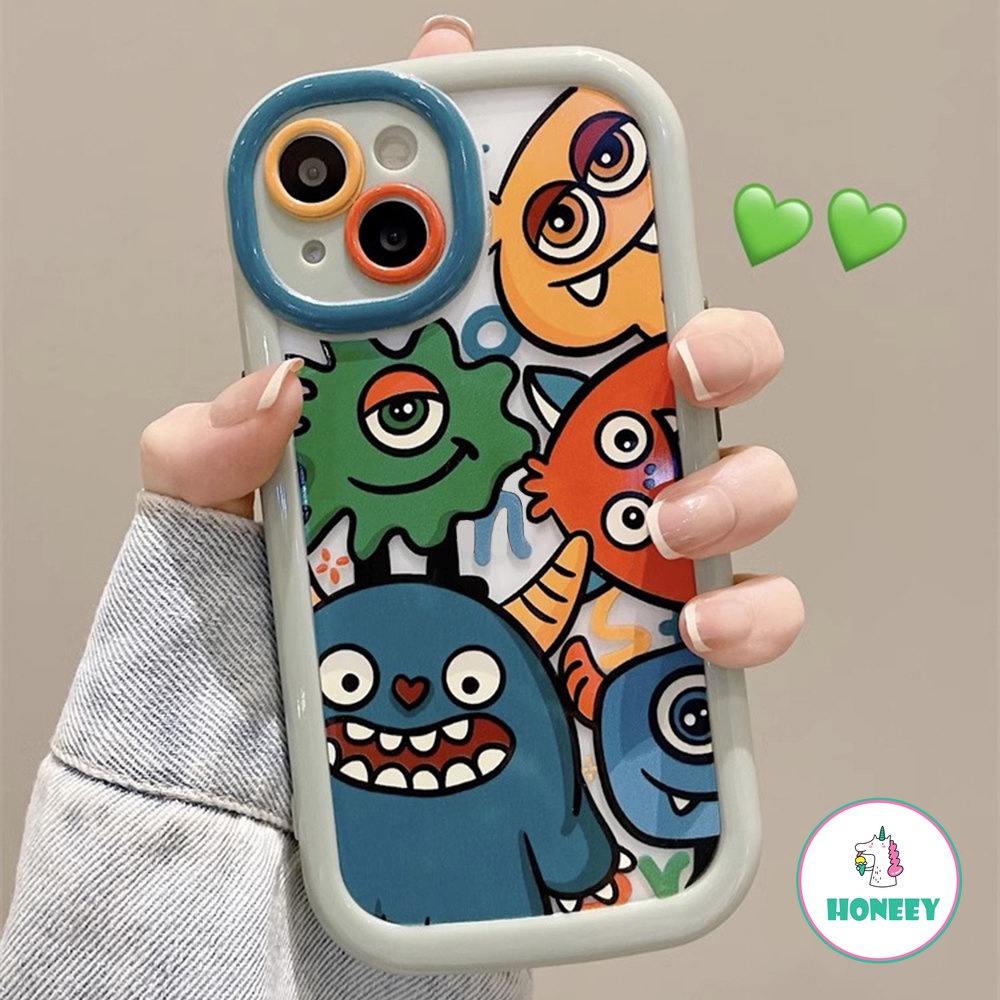 Casing Ponsel Monsters Warna Layar Penuh Lucu Kompatibel Untuk iPhone 14 Pro 12 13 11 Pro Max Akrilik Shockproof Back Cover