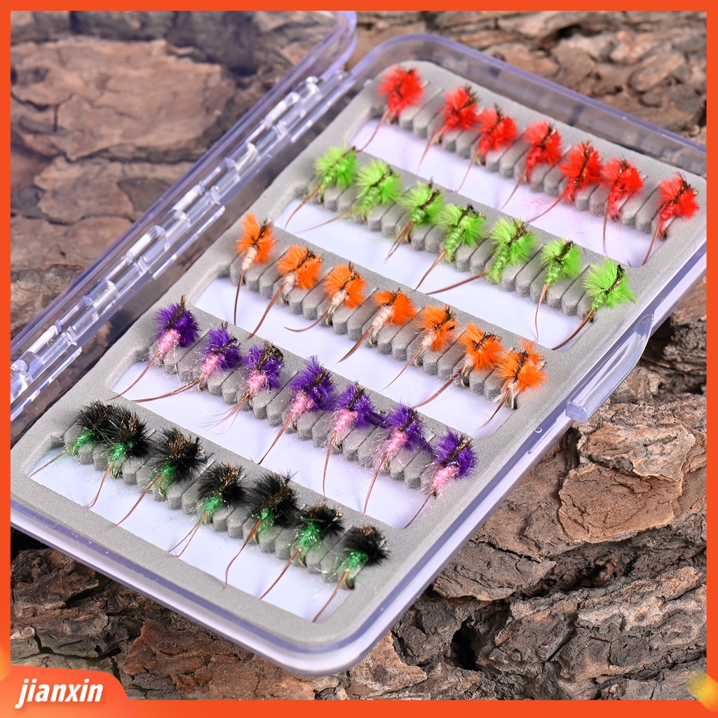 (In Stock) 35Pcs Umpan Pancing Desain Simulasi Warna Terang Ukuran Mini Realistis Dengan Kait Tajam Compact Bulu Serangga Lalat Buatan Memancing Umpan Perlengkapan Memancing