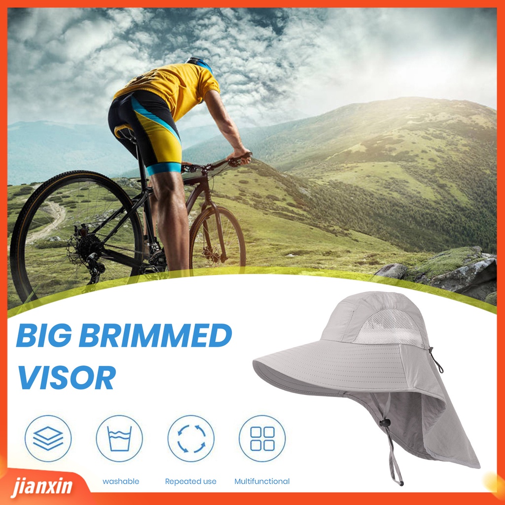 (In Stock) Unisex Outdoor Topi Matahari Dengan Flap Leher Pelindung UV Topi Memancing Lipat Tahan Air Topi Hiking Pinggiran Lebar Wanita Pria Topi Berkebun Aksesoris Luar Ruangan