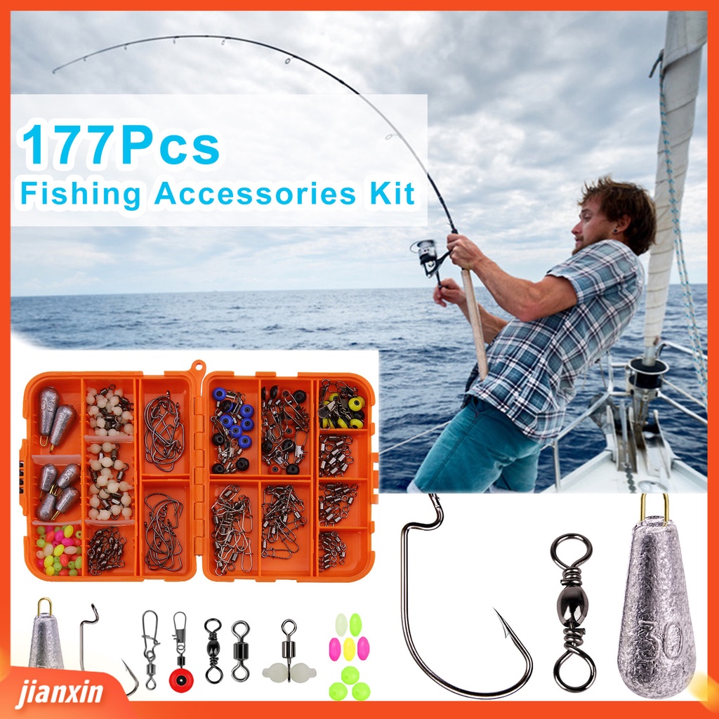 (In Stock) 177Pcs Fishing Tackle Kit Pengerjaan Halus Multifungsi Kapasitas Besar Tahan Karat Aksesoris Memancing Set Untuk Enthusiast Memancing