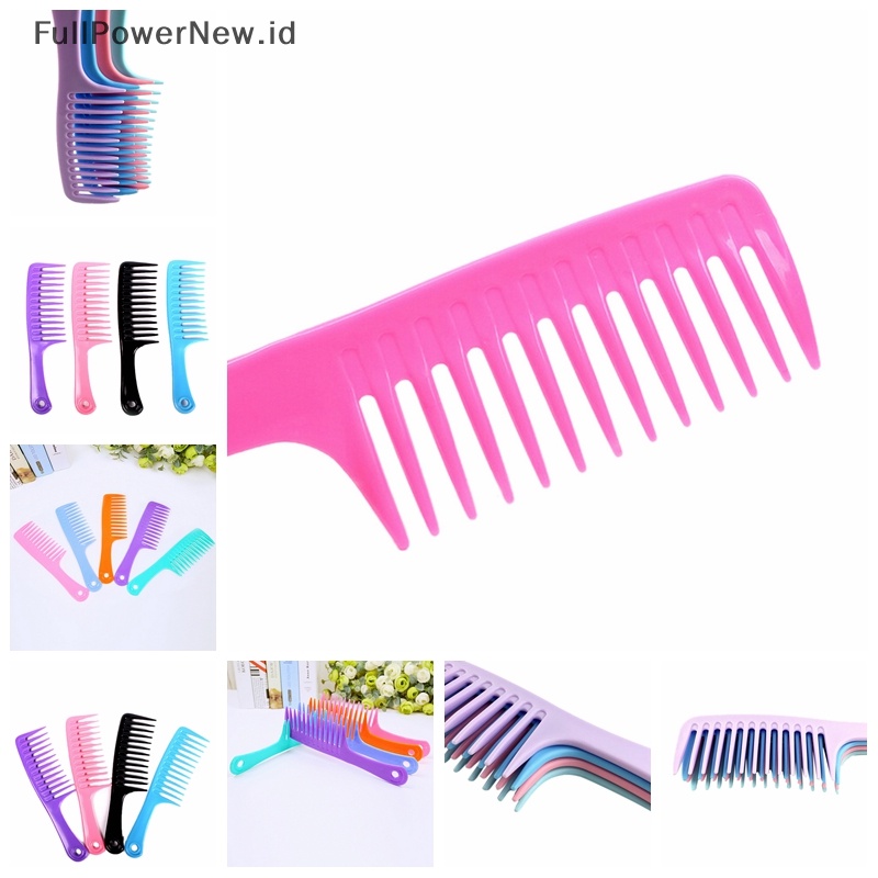 Power Hairdressing Salon Plastik Gagang anti Statis Gigi Lebar Sisir Rambut Detangling ID