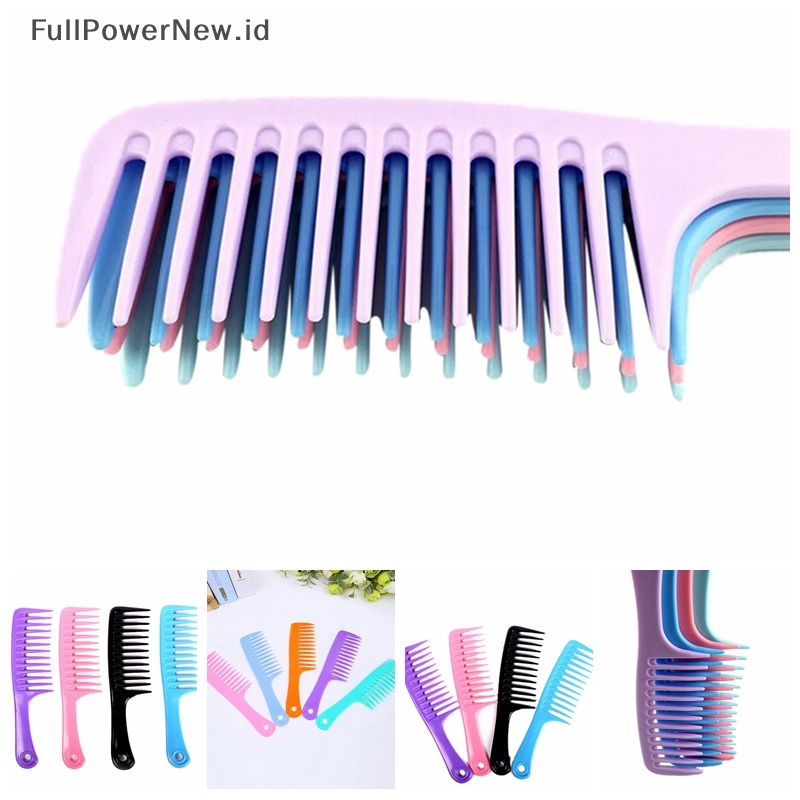 Power Hairdressing Salon Plastik Gagang anti Statis Gigi Lebar Sisir Rambut Detangling ID