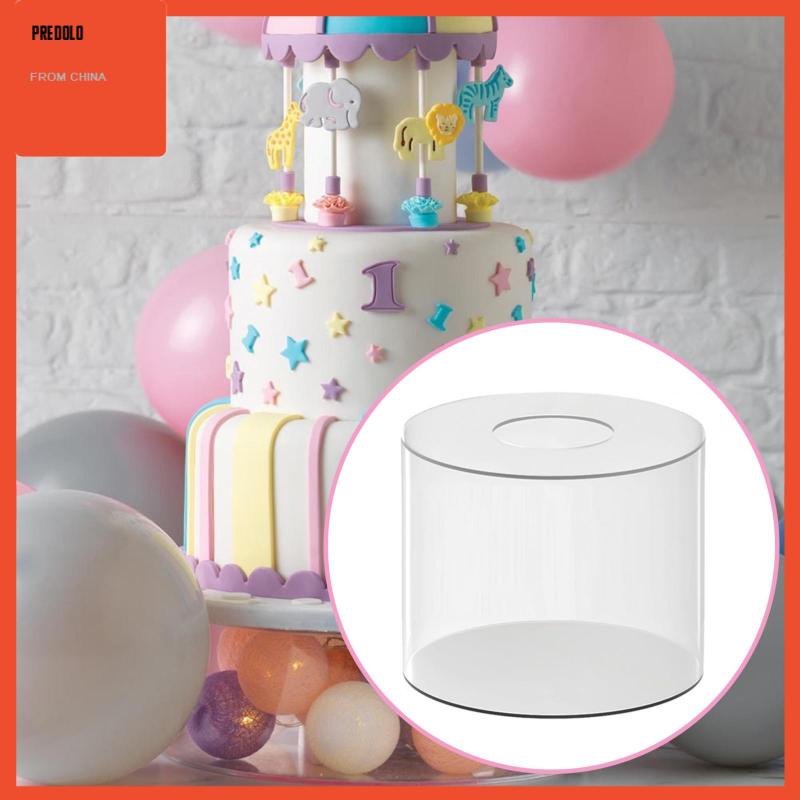 [Predolo] Kotak Display Kue Silinder Stand Bulat Hias Cake Tray Akrilik Bening Cake Stand Cake Tier Untuk Pajangan Ulang Tahun Food Tabletop Party Decor