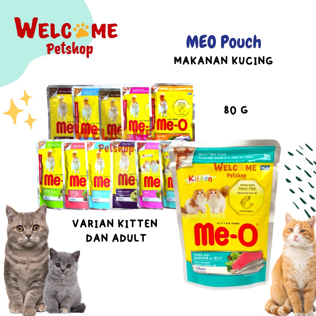 Meo Pouch 80gr Makanan Kucing Basah Wetfood Kitten Adult Pakan Me-O