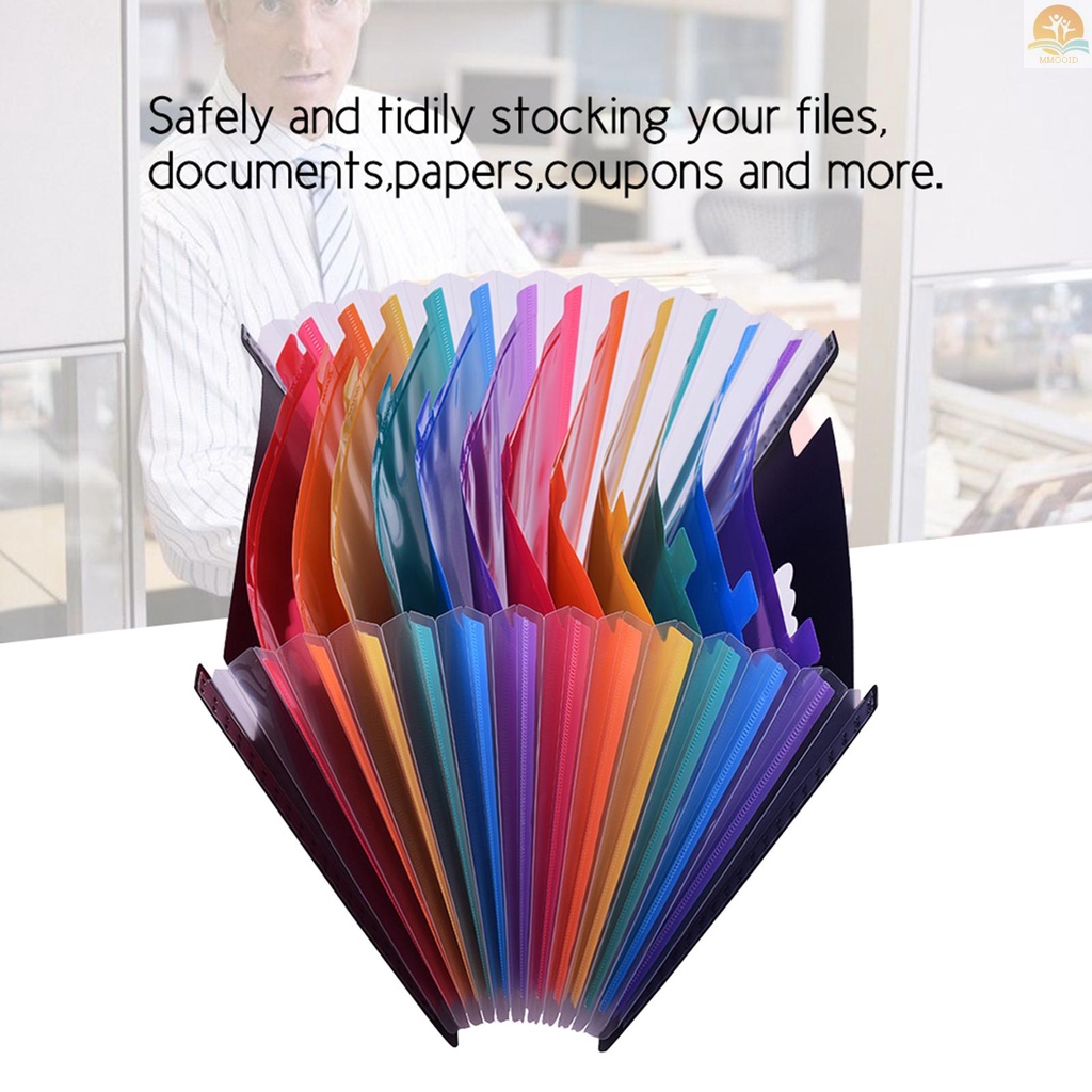 In Stock 12saku File Folder Organizer Expanding File Folder Akordeon Warna Pelangi Ukuran A4 Dengan Panduan File Dan Tag Kertas Untuk Bisnis/ Belajar/ Rumah