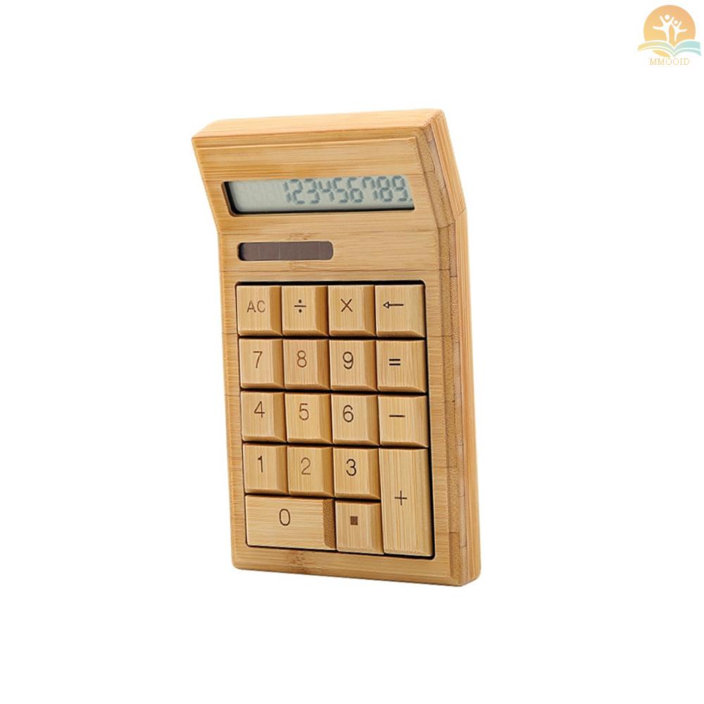 In Stock Alat Hitung Elektronik Bambu Ramah Lingkungan Counter Fungsi Standar 12digi Solar &amp; Baterai Dual Powered Untuk Rumah Kantor Sekolah Toko Eceran