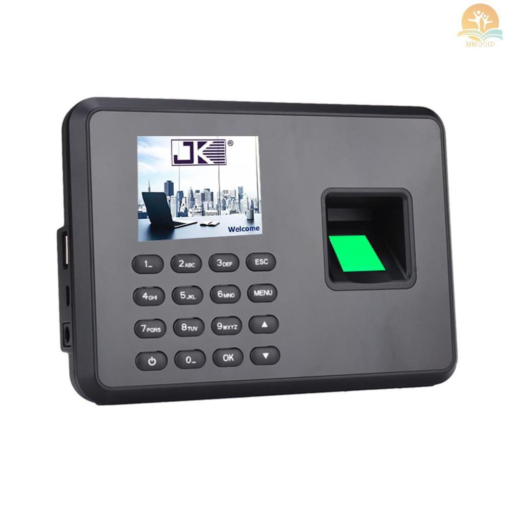 In Stock Mesin Absensi Sandi Sidik Jari Biometrik Cerdas Perekam Cek-in Karyawan 2.4 inch Layar LCD DC 5V Mesin Absensi Hitam UK Plug