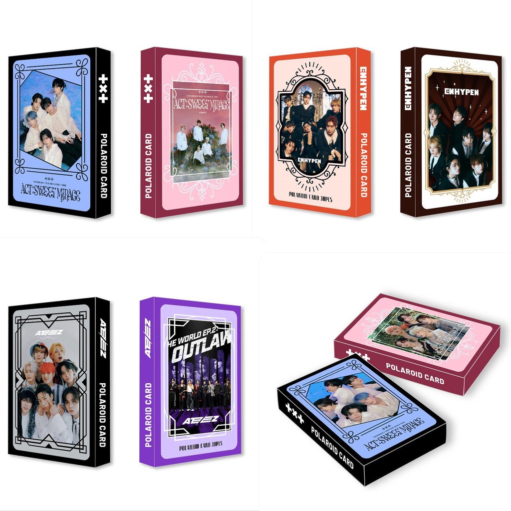 30pcs /box TXT ATEEZ EN-HYPEN Photocards Album Kartu Lomo Tomorrow X Together ENHYPEN Kpop Postcards