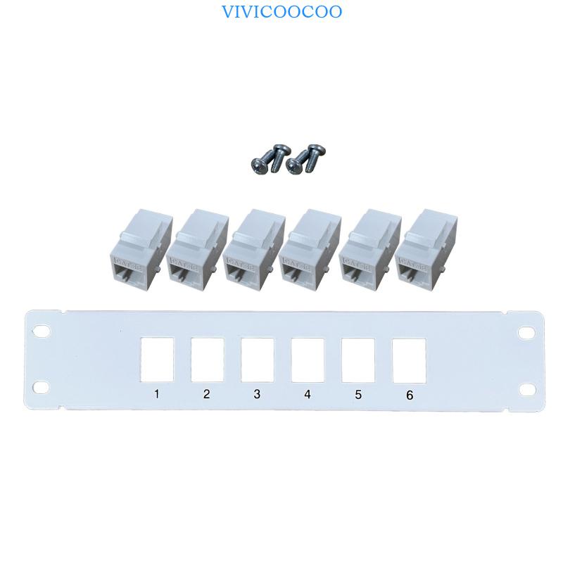 Vivi Patch Panel 6port CAT5e 10G Support 1U Patch Panel UTP 19inch Wallmount Atau Rackmount Punch Down Block Untuk CAT5e