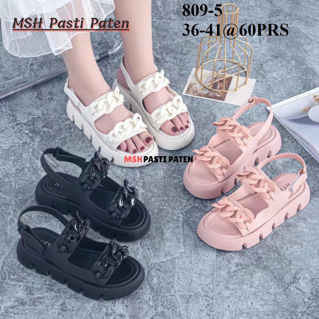 Sandal Gunung Karet Import Motif Rantai Wanita Anti Slip