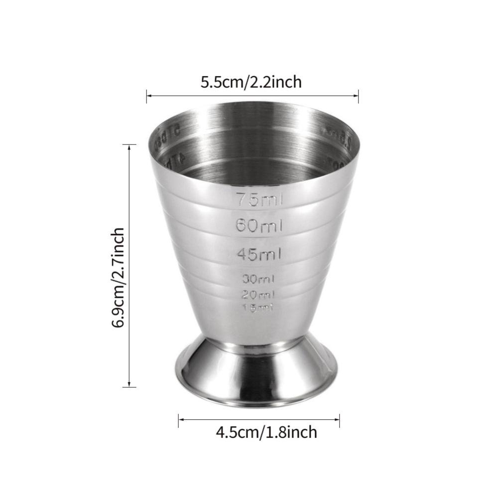 C5goon 75ml Stainless Steel Measure Cup Cocktail Alat Bar Campur Barware 3in1 Cocktail Tools Bar Utensils Jigger Cup L6M2