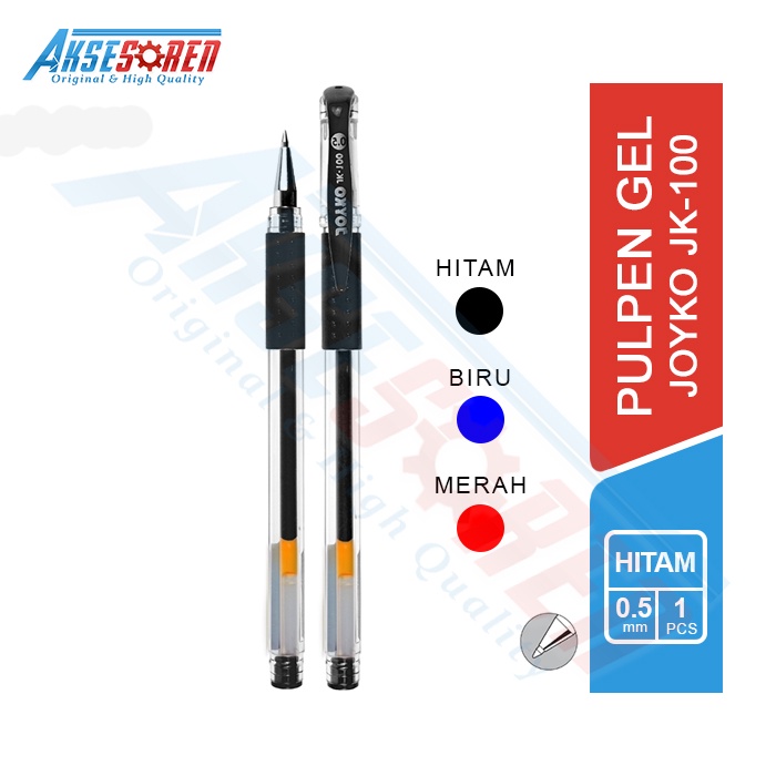 

Pulpen Gel 1 Pcs Joyko [JK-100] / Bolpoin Bolpen Bolpoint Jel / Ball Pen Pena Warna Hitam Biru Merah