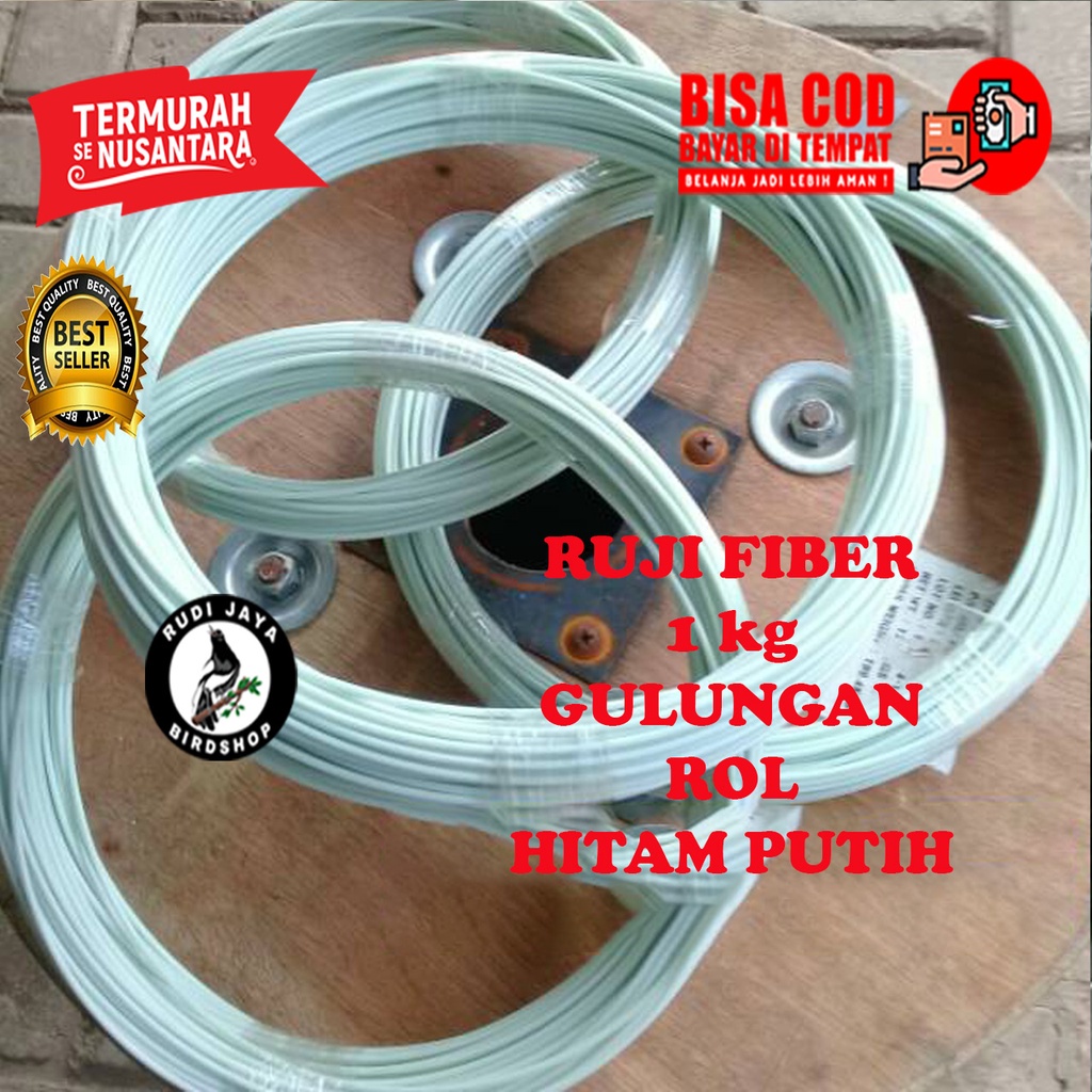 READY RUJI JERUJI FIBER ROL GULUNG KILOAN PUTIH HITAM STIK UNTUK RUJI SANGKAR KANDANG KOTAK BULAT BU