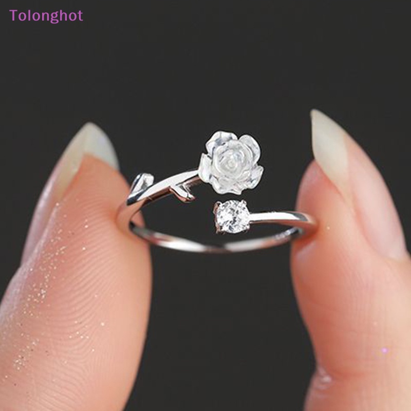 Tolonghot&gt; Vintage Bunga Mawar Camelia Cincin Untuk Wanita Gaya Korea Pembukaan Adjustable Mode Jari Cincin Pengantin Pernikahan Pertunangan Pesta Perhiasan well