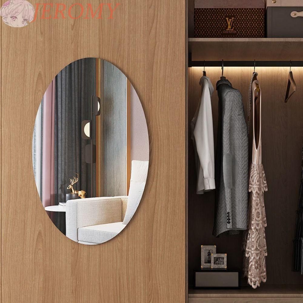 JEROMY Cermin Akrilik Removable Rectangle Efek 3D Dekorasi Rumah Untuk Kamar Mandi/Wall Shower Make Up Mirror