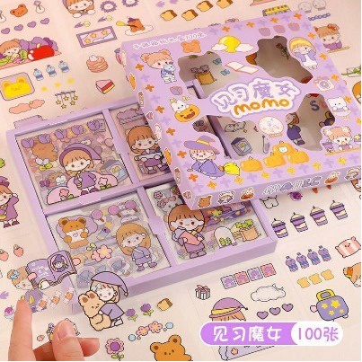 

MOMO STIKER KOREA ISI 100 PCS DECO STICKER DECO STICKER VIRAL STICKER KOREA STICKER BOX