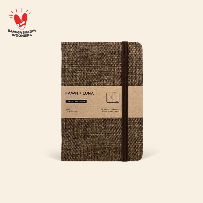 

✨BISA COD✨ -A6 Notebook - Plain / Dotted Paper - Abbey Brown Fabric - Dotted