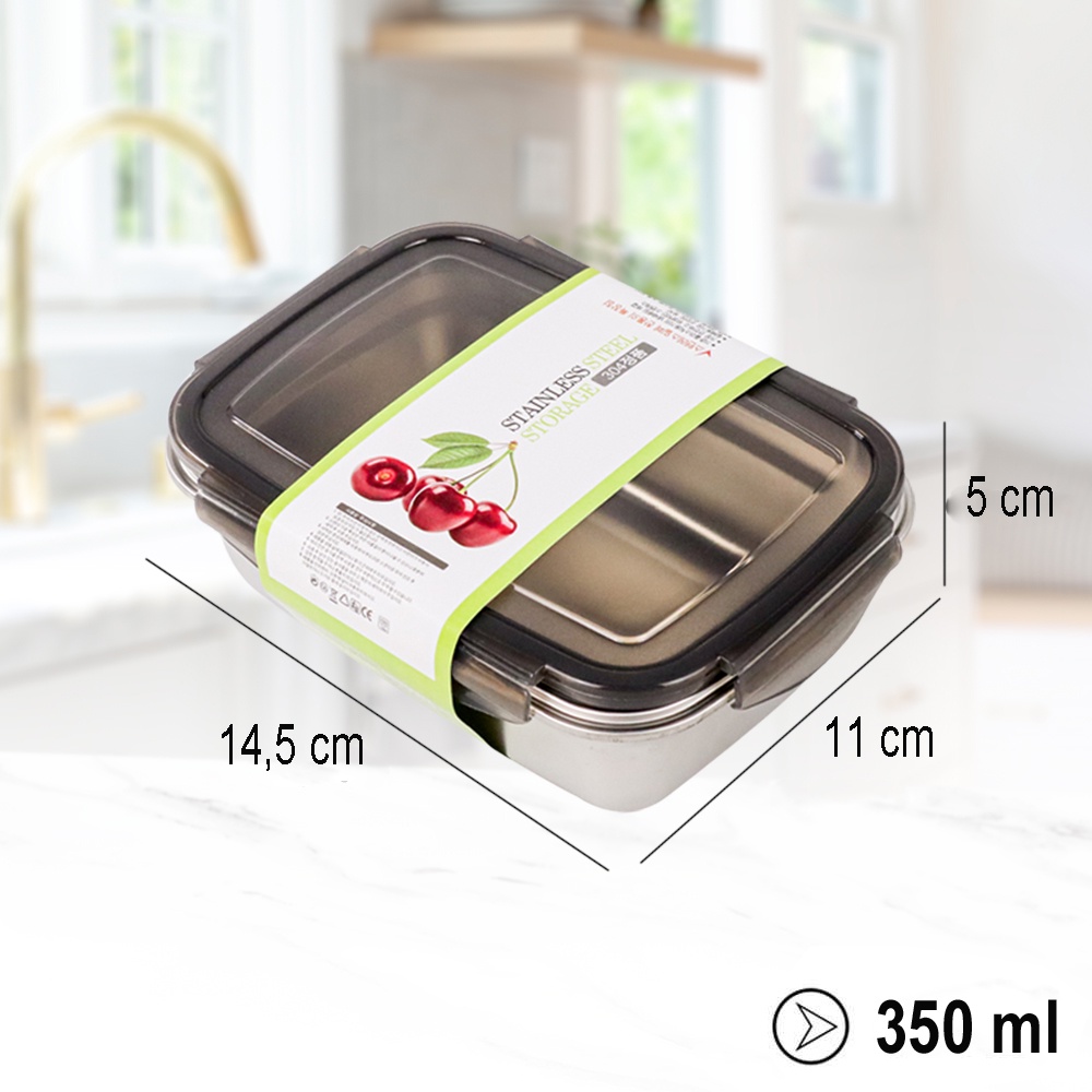 Kotak Makan Bento Lunch Box Stainless Steel 350 ml - KT273