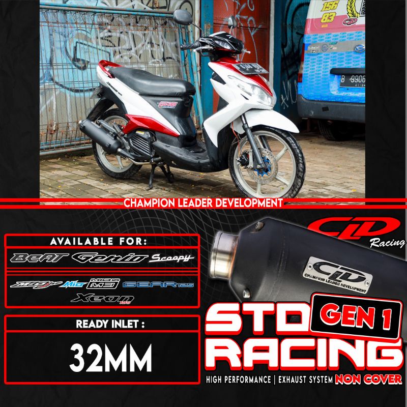 Knalpot standar racing CLD Gen 1 Xeon karbu Xeon rc/Xeon gt 125 Skywave Nex